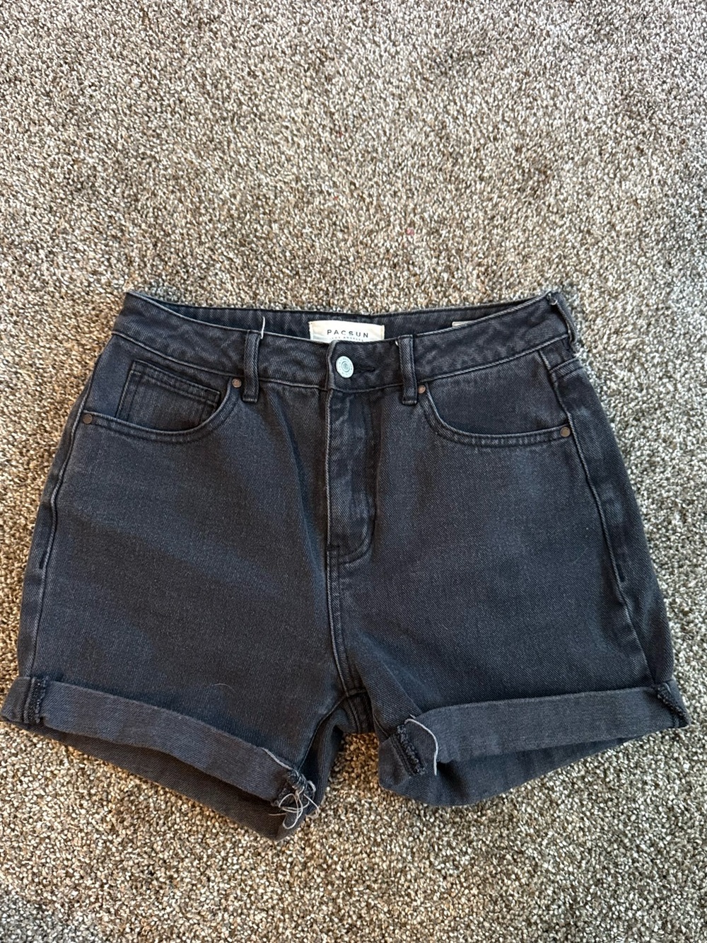 PacSun Black High-Rise Rolled Hem Denim Shorts